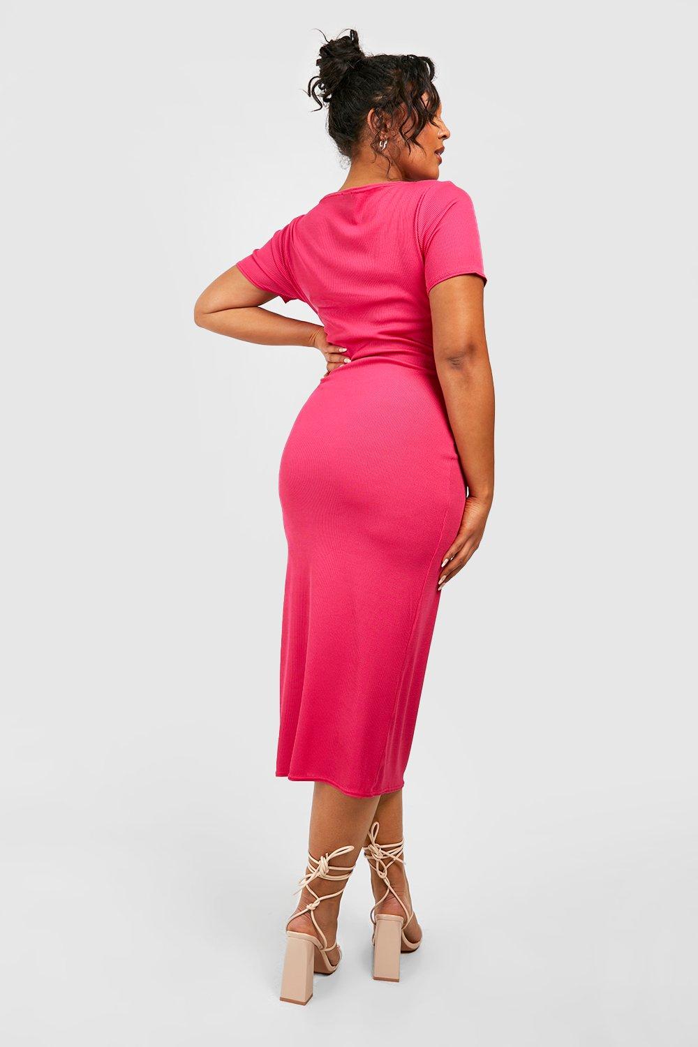 Plus size short sale sleeve midi dress